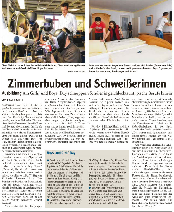 Beitrag_AZ_Zimmerbuben_Schweisserinnen AZ Beitrag Zimmerbuben und Schweißerinnen