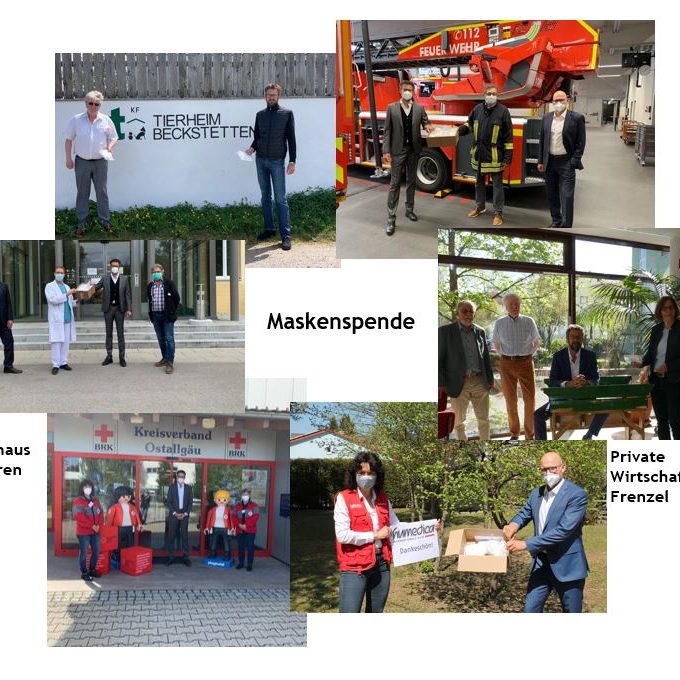Collage zur Maskenspende an soziale Einrichtungen und Organisationen