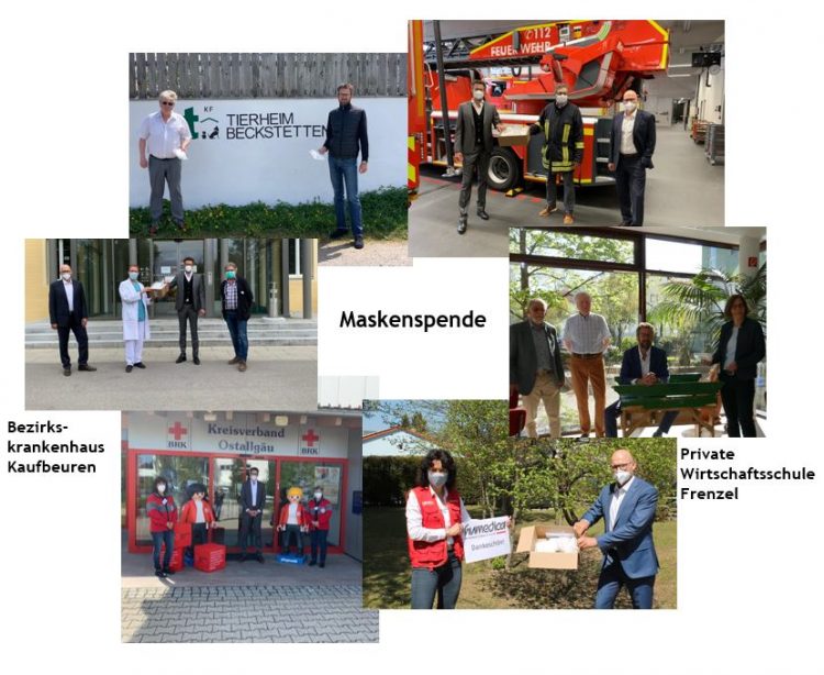 Collage zur Maskenspende an soziale Einrichtungen und Organisationen