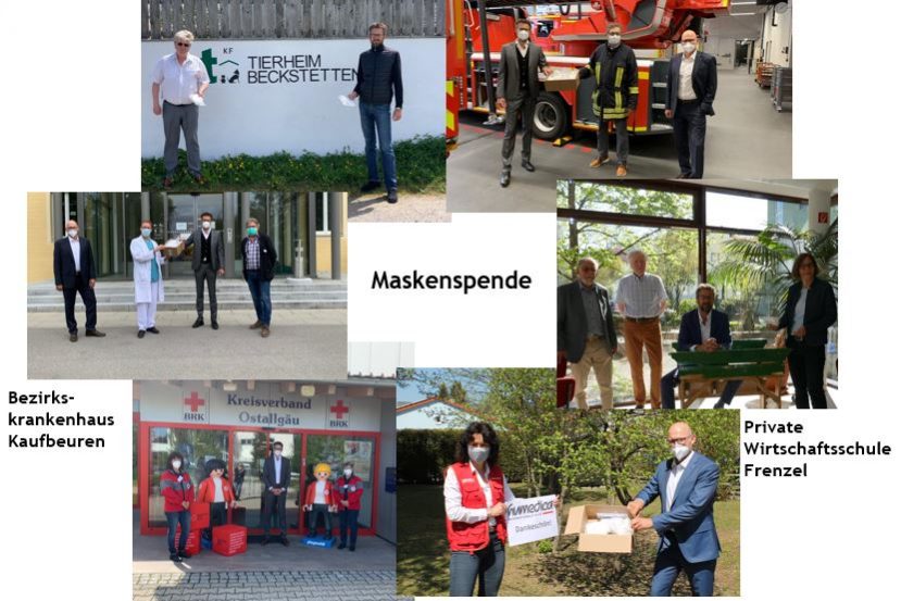 Collage zur Maskenspende an soziale Einrichtungen und Organisationen