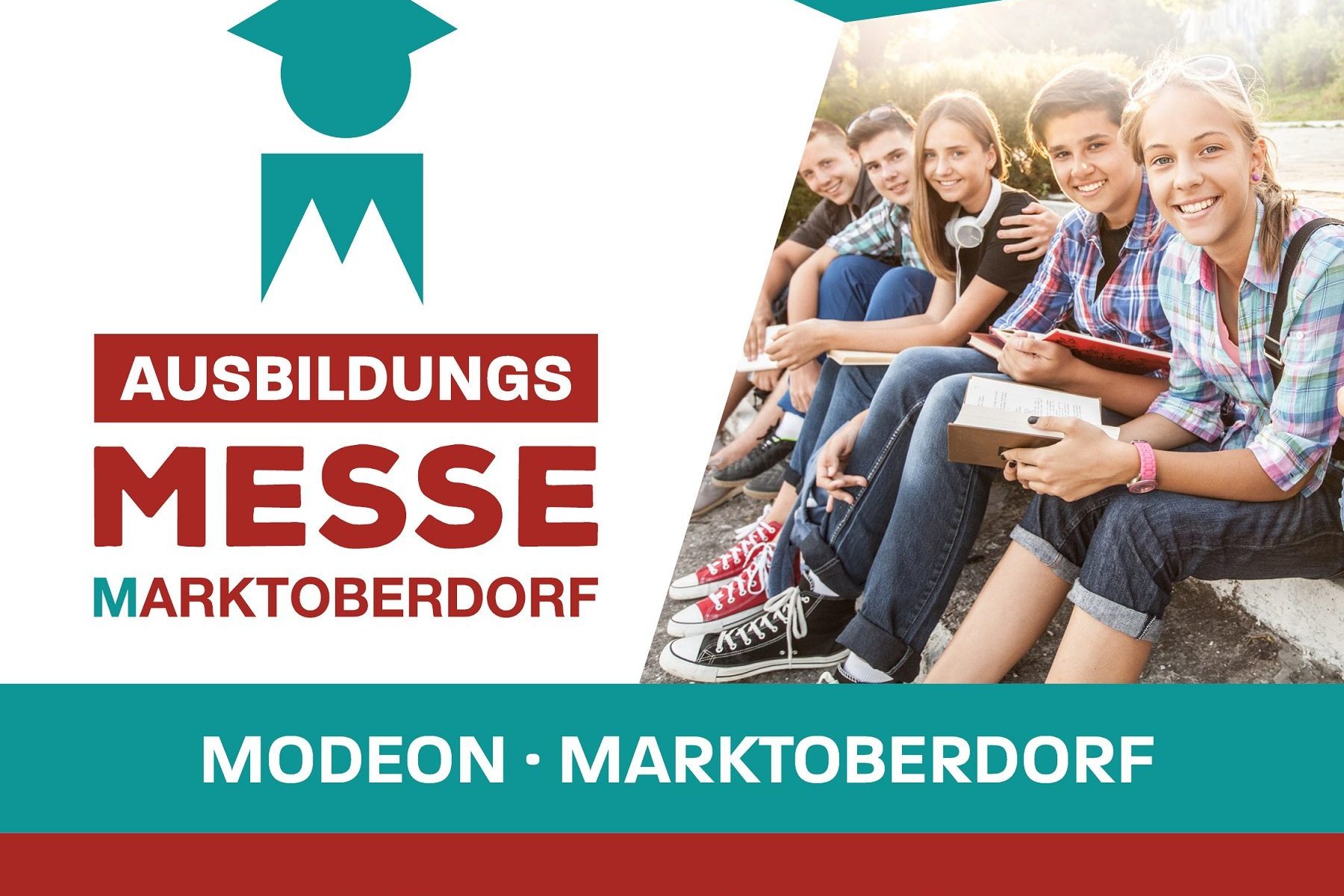 Plakat zur Ausbildungsmesse Marktoberdorf mit Datum 8.–9. Mai und Veranstaltungsort MODEON